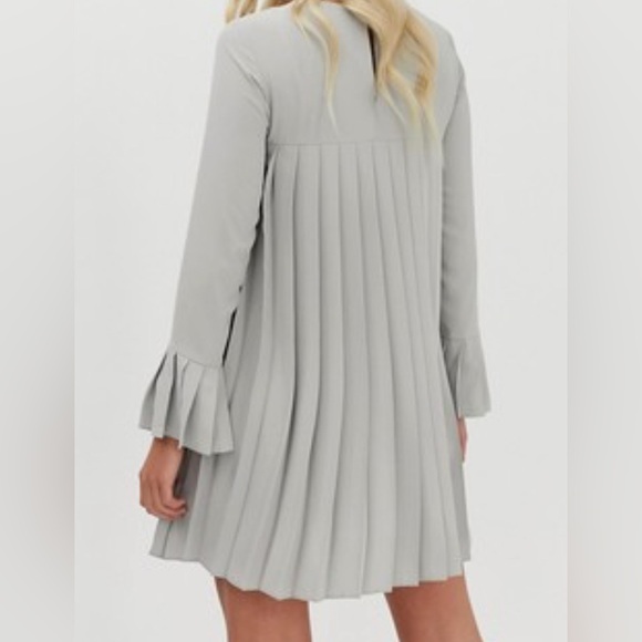 ASOS Gray Pleated Long Sleeve Dress - Picture 8 of 8